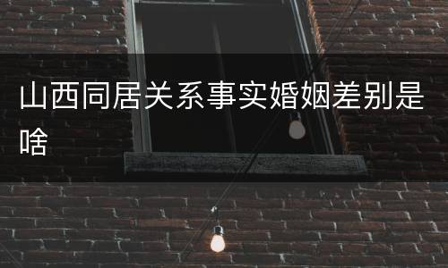 山西同居关系事实婚姻差别是啥