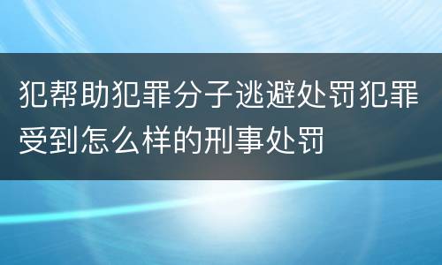 犯帮助犯罪分子逃避处罚犯罪受到怎么样的刑事处罚