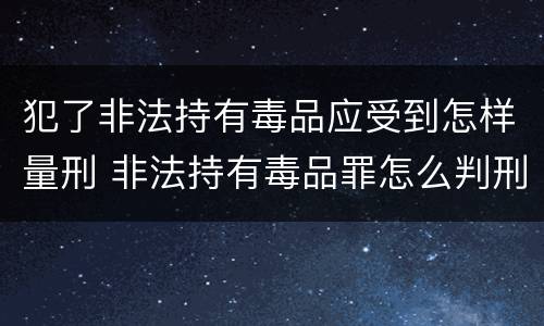 犯了非法持有毒品应受到怎样量刑 非法持有毒品罪怎么判刑
