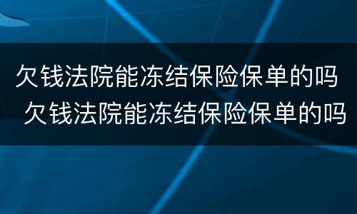 欠钱法院能冻结保险保单的吗 欠钱法院能冻结保险保单的吗怎么办