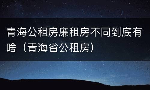 青海公租房廉租房不同到底有啥（青海省公租房）