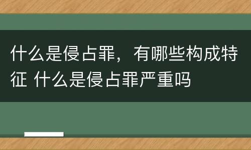 什么是侵占罪,有哪些构成特征 什么是侵占罪严重吗