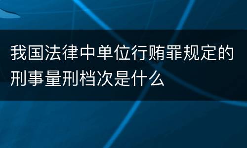 我国法律中单位行贿罪规定的刑事量刑档次是什么