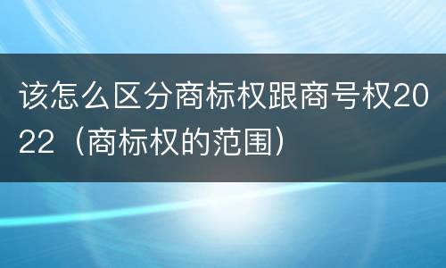 该怎么区分商标权跟商号权2022（商标权的范围）