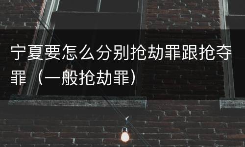 宁夏要怎么分别抢劫罪跟抢夺罪（一般抢劫罪）