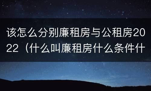 该怎么分别廉租房与公租房2022（什么叫廉租房什么条件什么叫公租房）