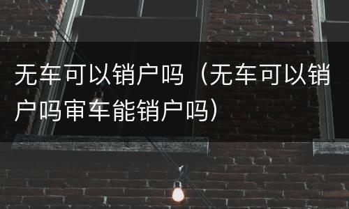 无车可以销户吗（无车可以销户吗审车能销户吗）
