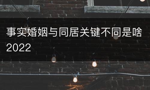 事实婚姻与同居关键不同是啥2022