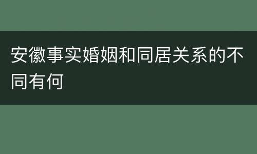 安徽事实婚姻和同居关系的不同有何