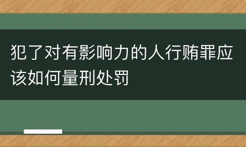 犯了对有影响力的人行贿罪应该如何量刑处罚