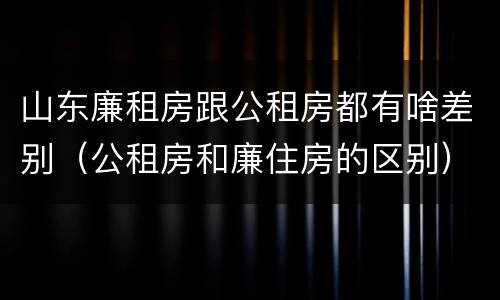 山东廉租房跟公租房都有啥差别（公租房和廉住房的区别）