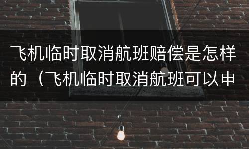 飞机临时取消航班赔偿是怎样的（飞机临时取消航班可以申请赔偿吗?）
