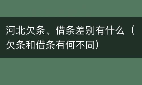 河北欠条、借条差别有什么（欠条和借条有何不同）