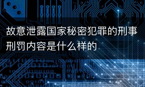 故意泄露国家秘密犯罪的刑事刑罚内容是什么样的