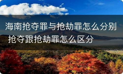 海南抢夺罪与抢劫罪怎么分别 抢夺跟抢劫罪怎么区分
