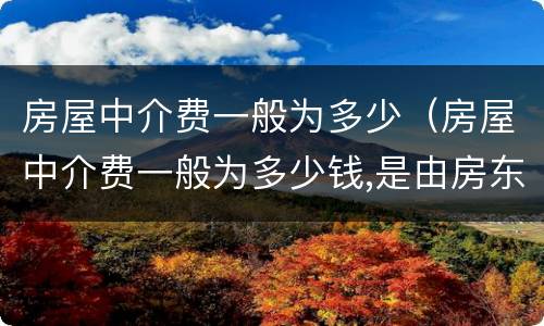 房屋中介费一般为多少（房屋中介费一般为多少钱,是由房东出还是租客）