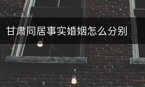 甘肃同居事实婚姻怎么分别