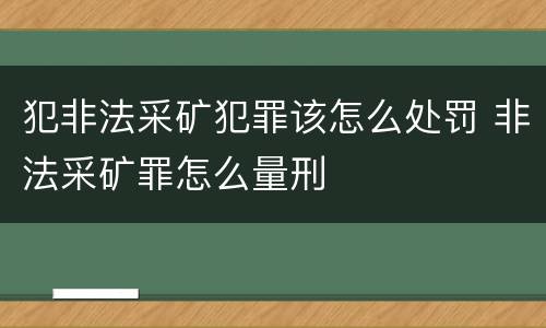 犯非法采矿犯罪该怎么处罚 非法采矿罪怎么量刑
