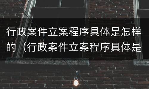 行政案件立案程序具体是怎样的（行政案件立案程序具体是怎样的规定）