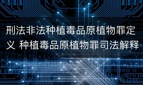刑法非法种植毒品原植物罪定义 种植毒品原植物罪司法解释