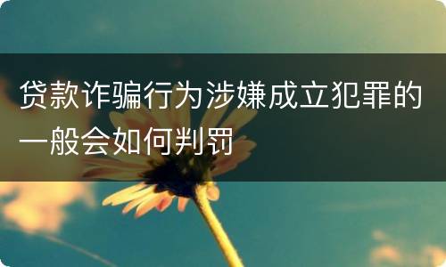 贷款诈骗行为涉嫌成立犯罪的一般会如何判罚