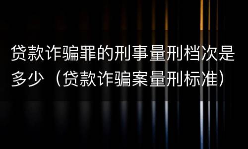 贷款诈骗罪的刑事量刑档次是多少（贷款诈骗案量刑标准）