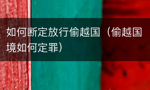 如何断定放行偷越国（偷越国境如何定罪）