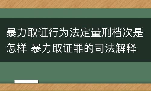 暴力取证行为法定量刑档次是怎样 暴力取证罪的司法解释