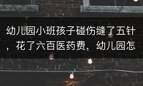 幼儿园小班孩子碰伤缝了五针，花了六百医药费，幼儿园怎么赔偿