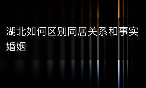 湖北如何区别同居关系和事实婚姻