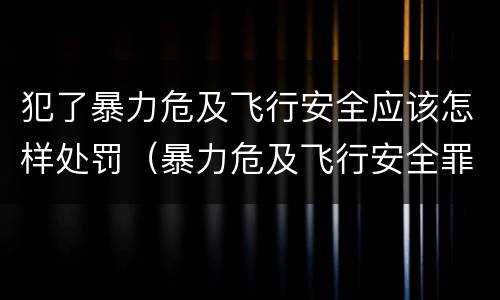 犯了暴力危及飞行安全应该怎样处罚（暴力危及飞行安全罪是危险犯吗）