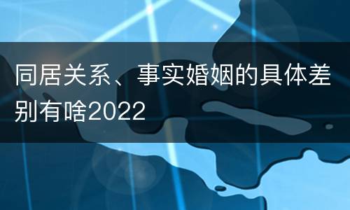 同居关系、事实婚姻的具体差别有啥2022