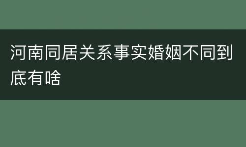 河南同居关系事实婚姻不同到底有啥