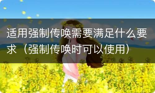 适用强制传唤需要满足什么要求（强制传唤时可以使用）