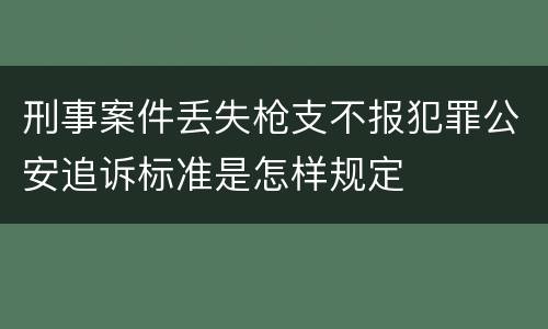 刑事案件丢失枪支不报犯罪公安追诉标准是怎样规定
