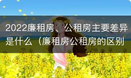 2022廉租房、公租房主要差异是什么（廉租房公租房的区别在哪里）