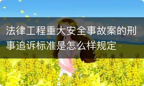 法律工程重大安全事故案的刑事追诉标准是怎么样规定