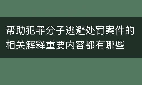 帮助犯罪分子逃避处罚案件的相关解释重要内容都有哪些
