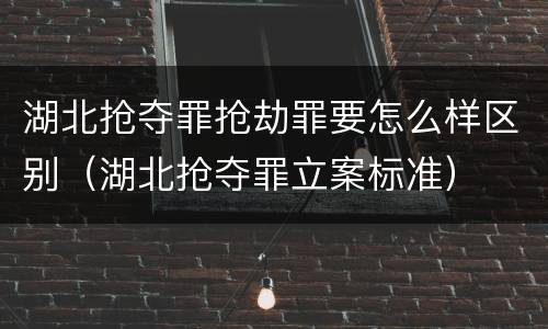 湖北抢夺罪抢劫罪要怎么样区别（湖北抢夺罪立案标准）