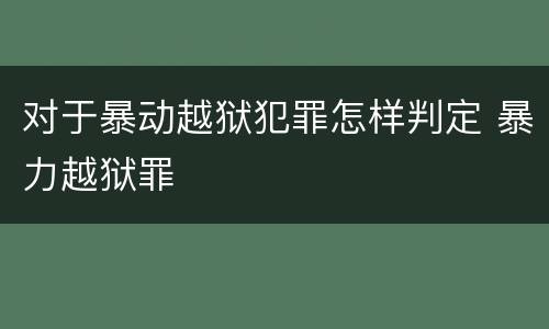 对于暴动越狱犯罪怎样判定 暴力越狱罪