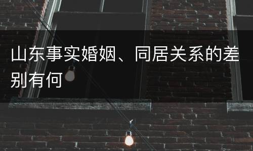 山东事实婚姻、同居关系的差别有何
