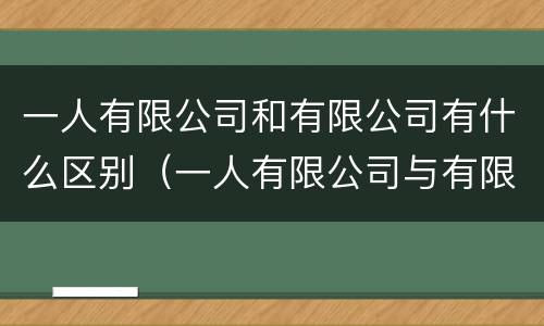 一人有限公司和有限公司有什么区别（一人有限公司与有限责任公司的区别）