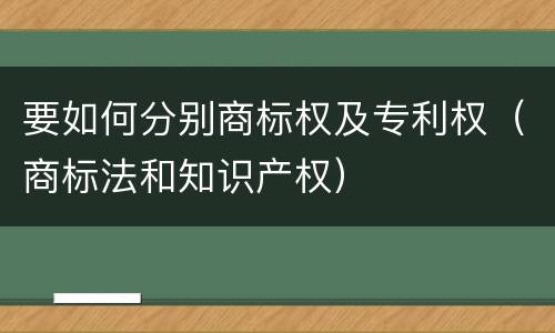 要如何分别商标权及专利权（商标法和知识产权）