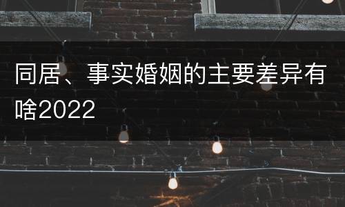 同居、事实婚姻的主要差异有啥2022