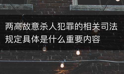 两高故意杀人犯罪的相关司法规定具体是什么重要内容