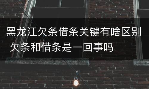 黑龙江欠条借条关键有啥区别 欠条和借条是一回事吗