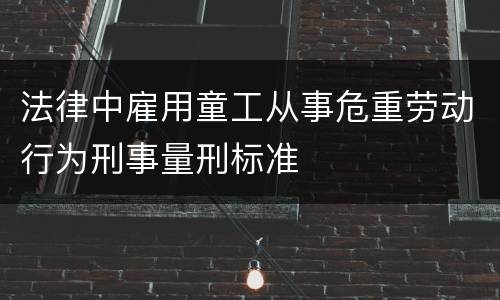 法律中雇用童工从事危重劳动行为刑事量刑标准