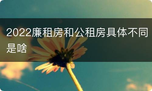 2022廉租房和公租房具体不同是啥