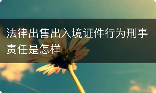 法律出售出入境证件行为刑事责任是怎样