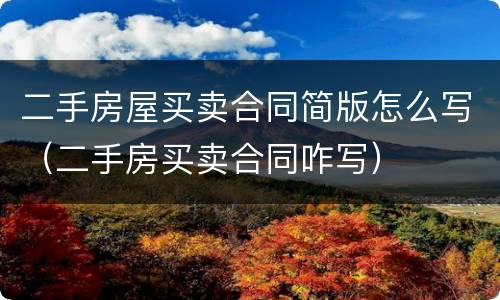 二手房屋买卖合同简版怎么写（二手房买卖合同咋写）